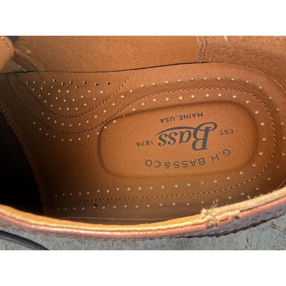 G.H. Bass Welling 9.5M Brown Two Tone Leather Wingtip Oxford - Picture 2 of 6
